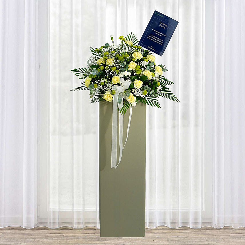 Bless Your Soul Condolence Mixed Flowers Grey Stand