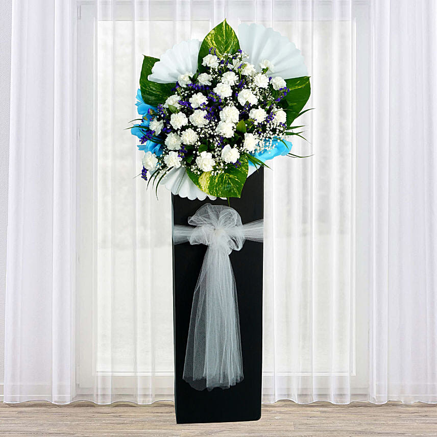 Blessed Soul Condolence Mixed Flowers Black Stand