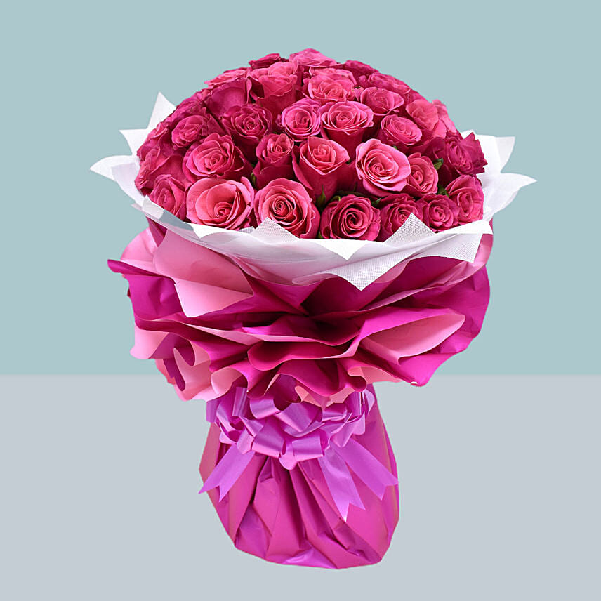 Majestic 50 Dark Pink Roses