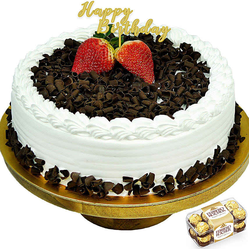 Black Forest Happy Birthday Cake With Ferrero Rocher