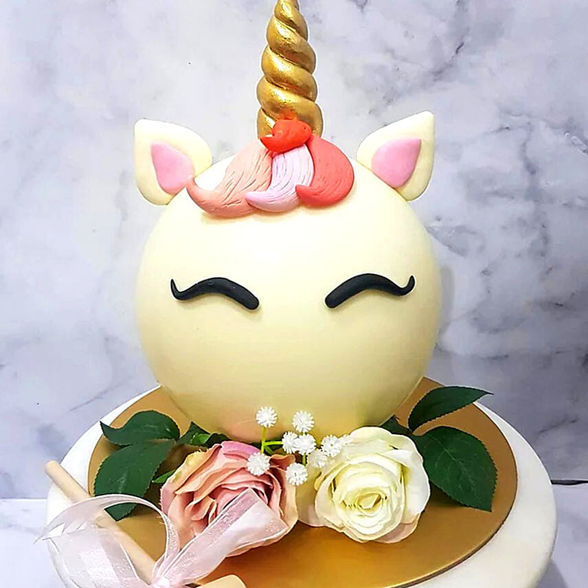 Unicorn Shaped Lychee Pinata Cake