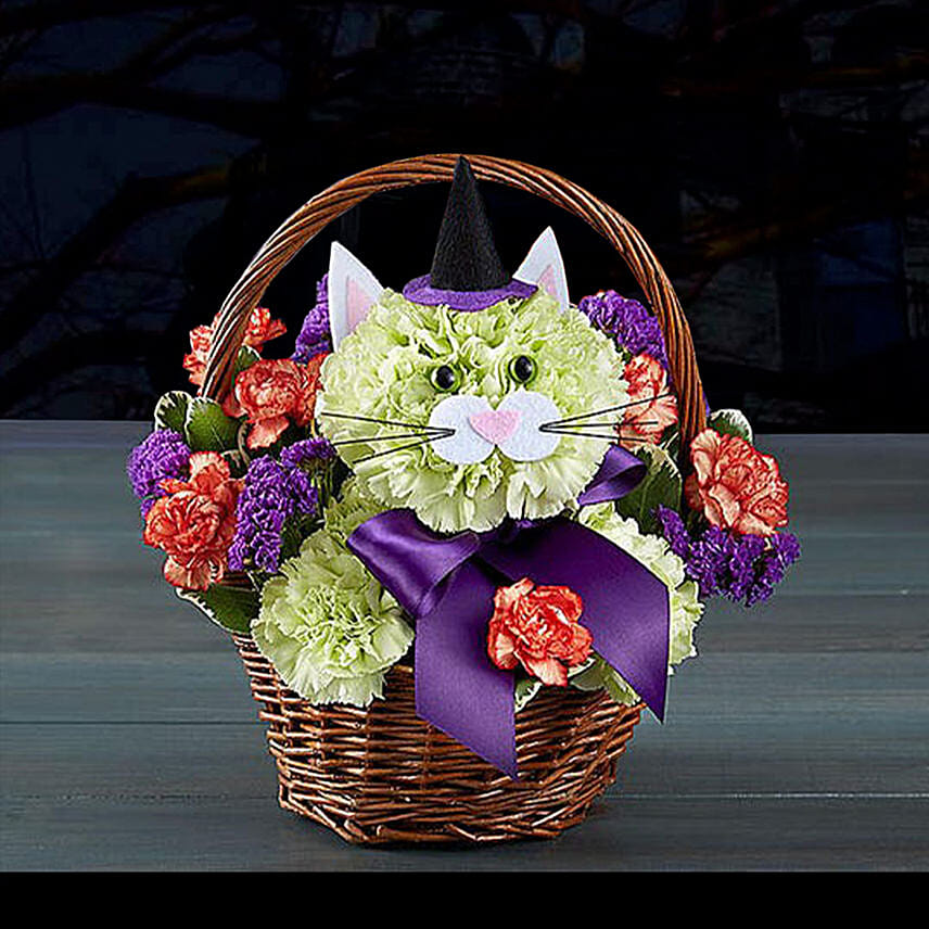 Kitty Flower Basket For Halloween