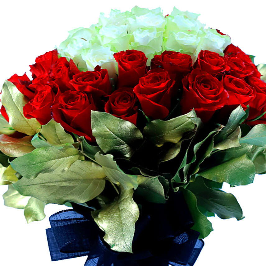 Botanical White & Red Roses For Boo Delivery in Singapore - FNP SG
