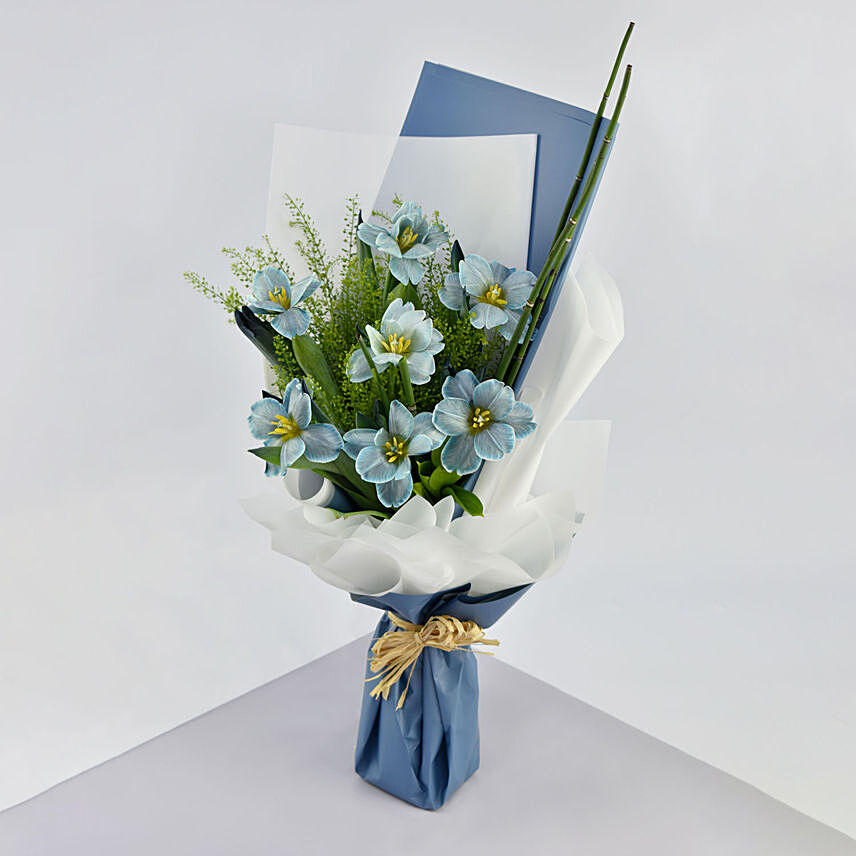 Beautiful Blue Tulips Bouquet