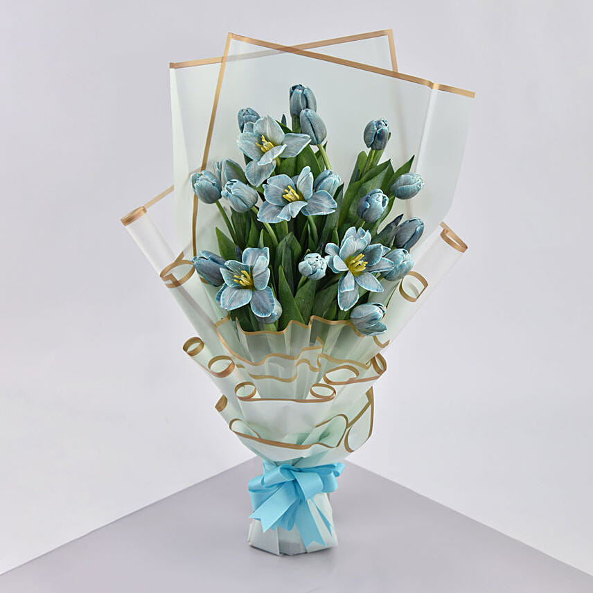 Dazzling 20 Blue Tulips Bouquet