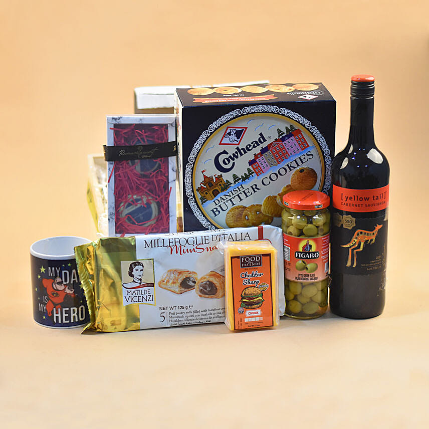 Yummy Treats & Premium Wine Hamper For Dad