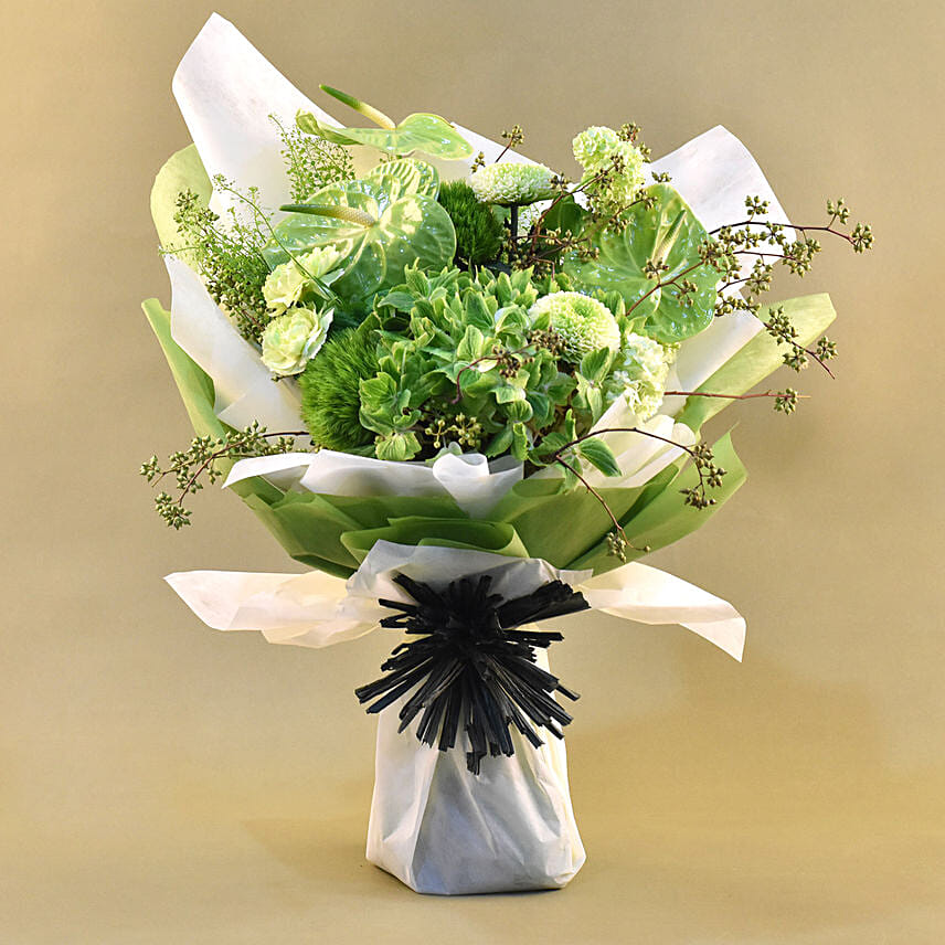 Splendid Green Blooms Bouquet