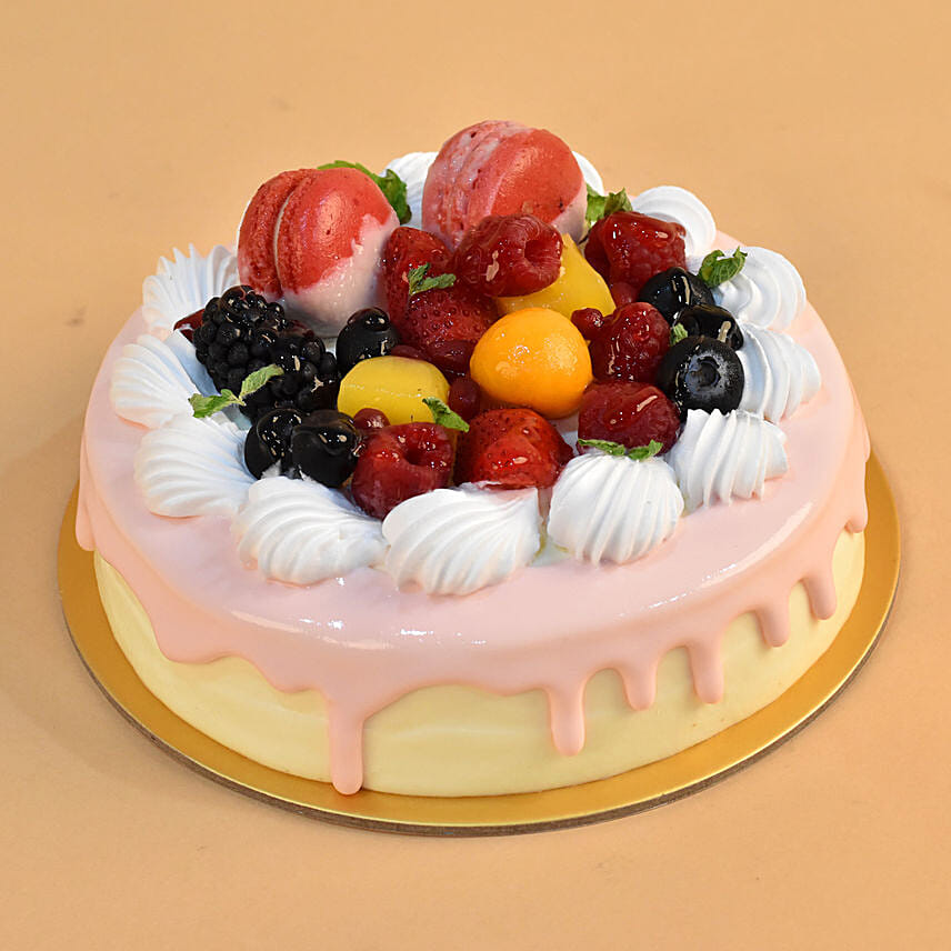 Yummy Fresh Fruits Vanilla Cake 6 Inches Delivery in Singapore - FNP SG