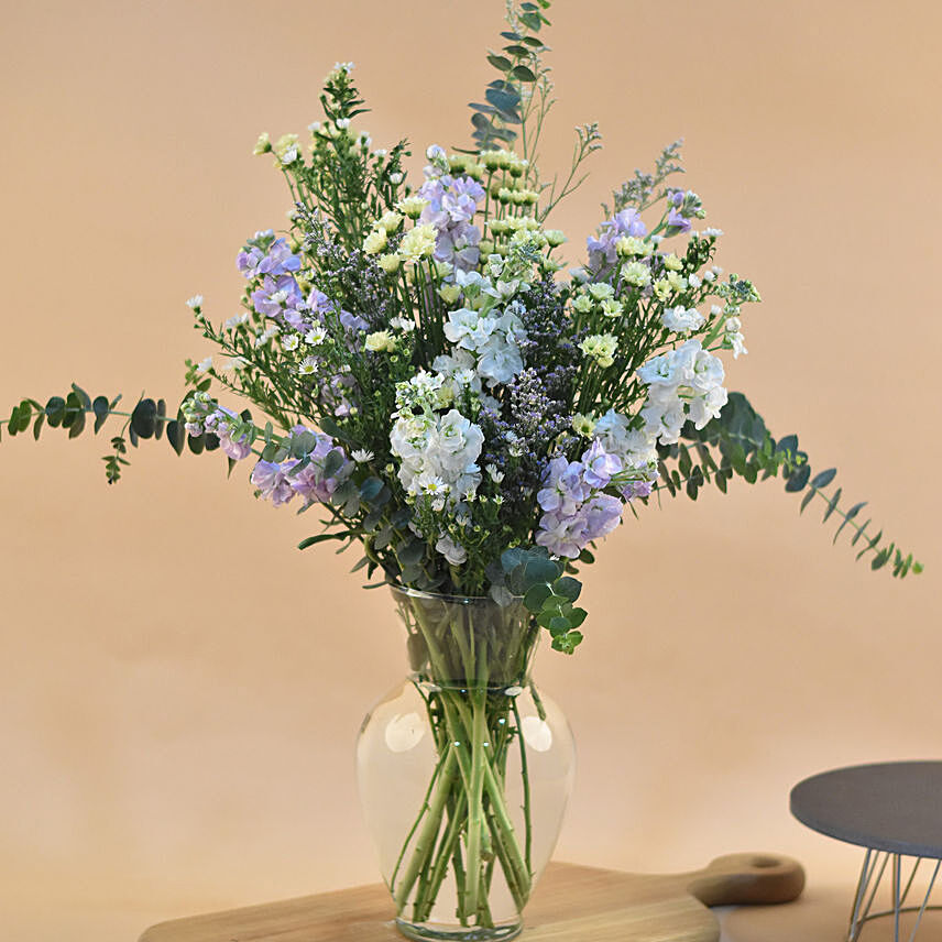 Mixed Flowers Oval Shaped Vase