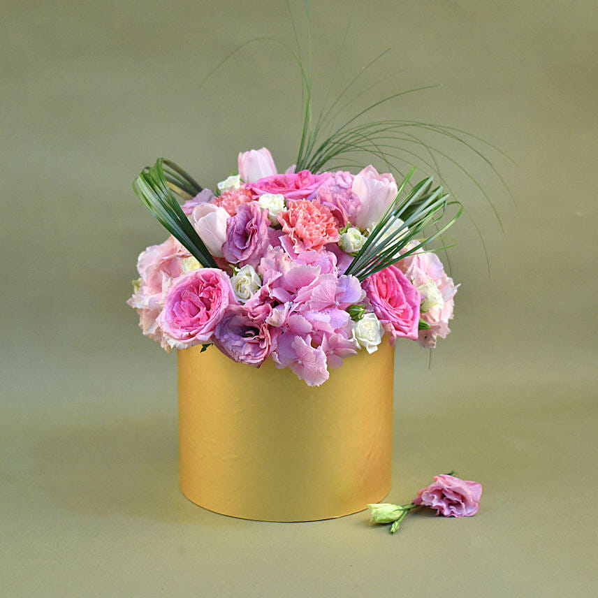 Premium Mixed Flowers Designer Golden Vase