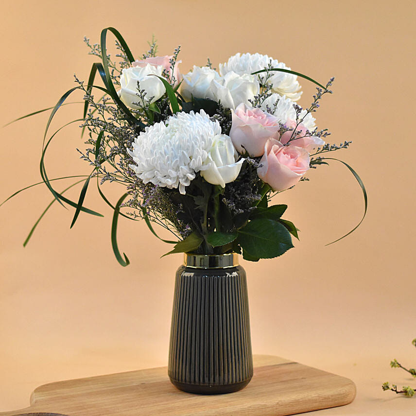 Soothing Mixed Flowers Designer Vase