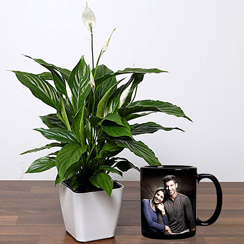 Lily Plant With Personalised Couple Mug