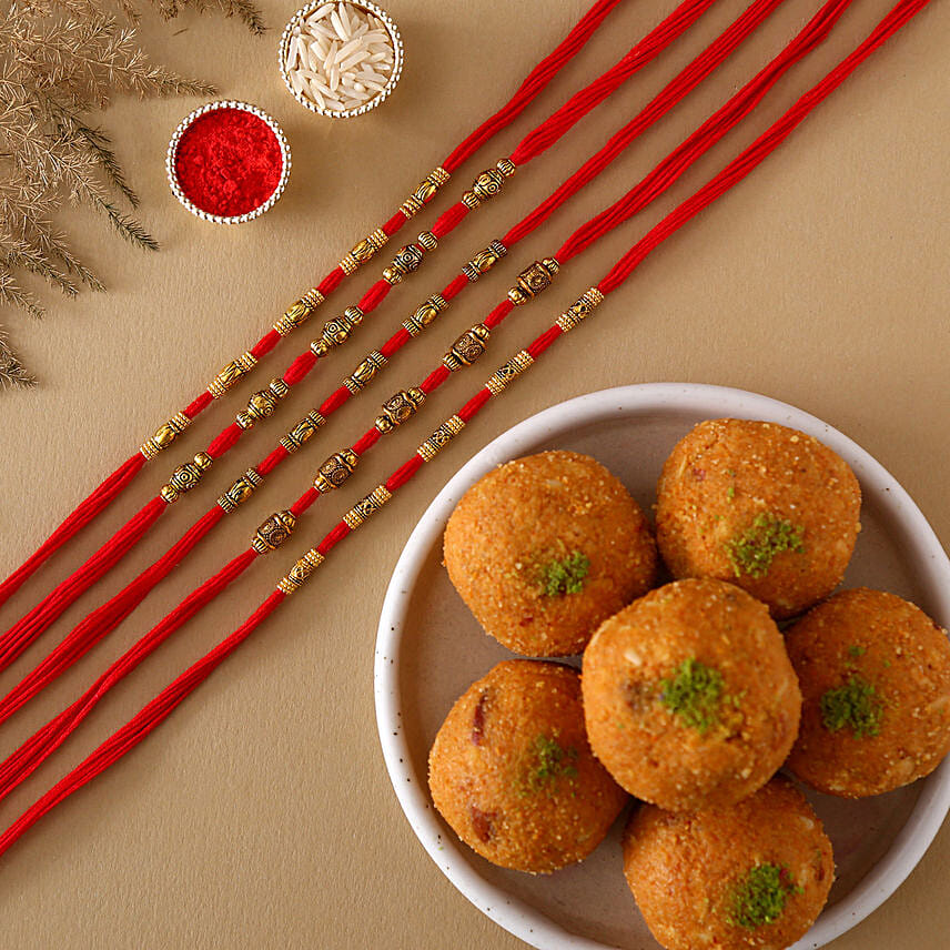 Sneh Classy Look Rakhi Set & Besan Ladoos