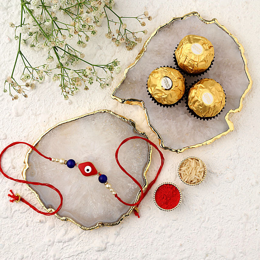 Sneh Evil Eye Red Rakhi & Ferrero Rocher