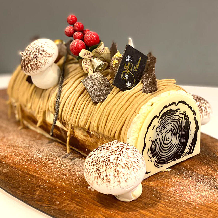 Xmas Special Mont Blanc Chestnut Rum Log Cake