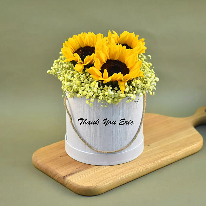 Cheerful Sunflowers & Baby Breath in Box