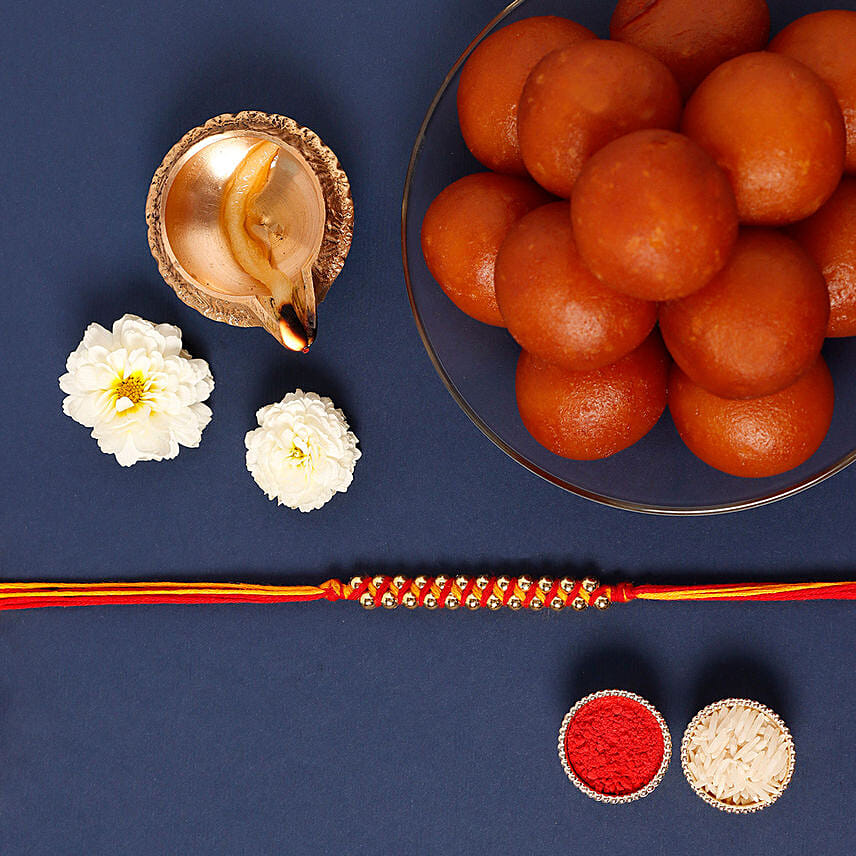 Sneh Elegant Gold Rakhi & Gulab Jamun