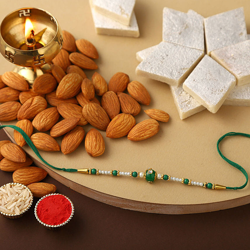 Sneh Fancy Rakhi With Kaju Katli & Almonds