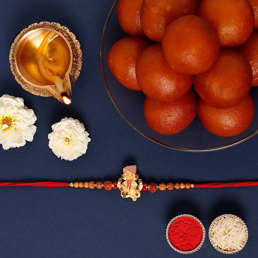 Sneh Antique Ganesha Rakhi & Gulab Jamun