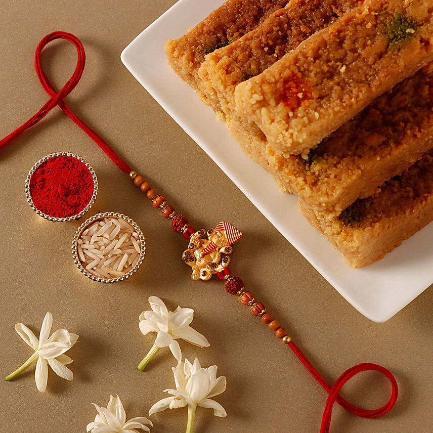 Sneh Antique Ganesha Rakhi & Milk Cakes