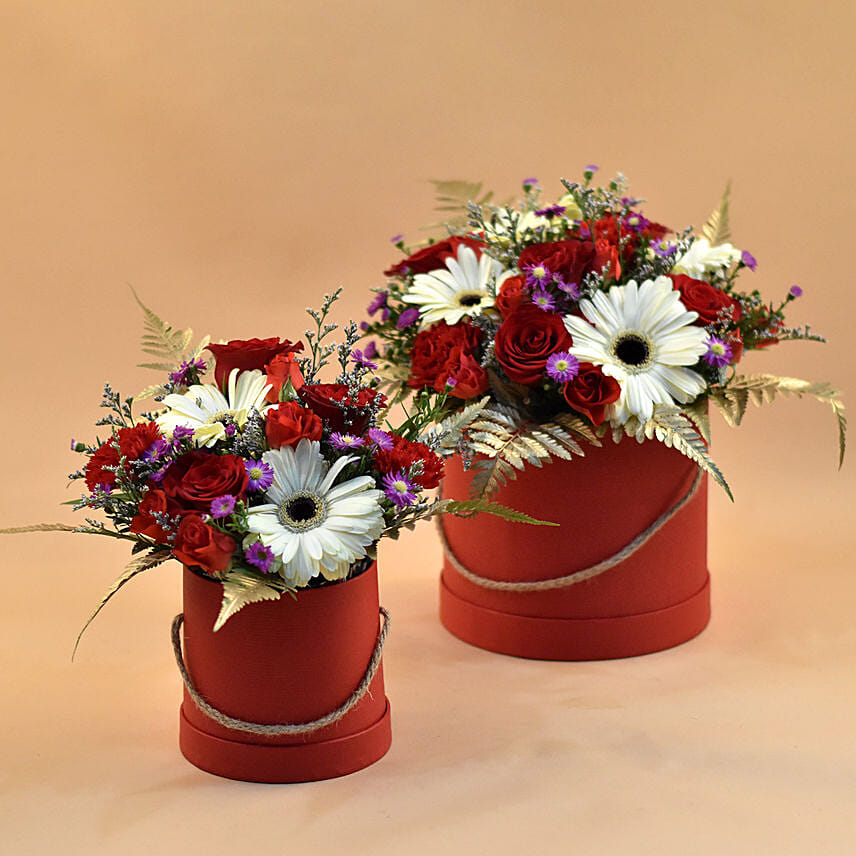 Ravishing Mixed Flowers Red Box Combo