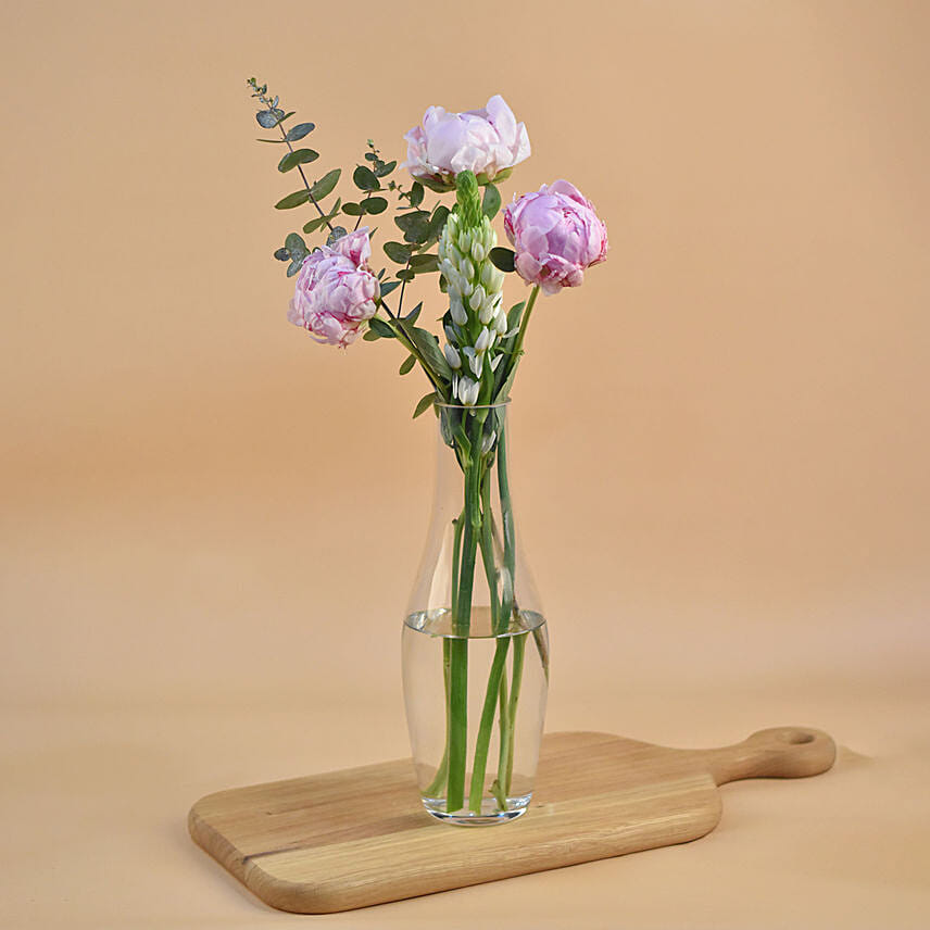 Peony & Ornithogalum Bottle Vase