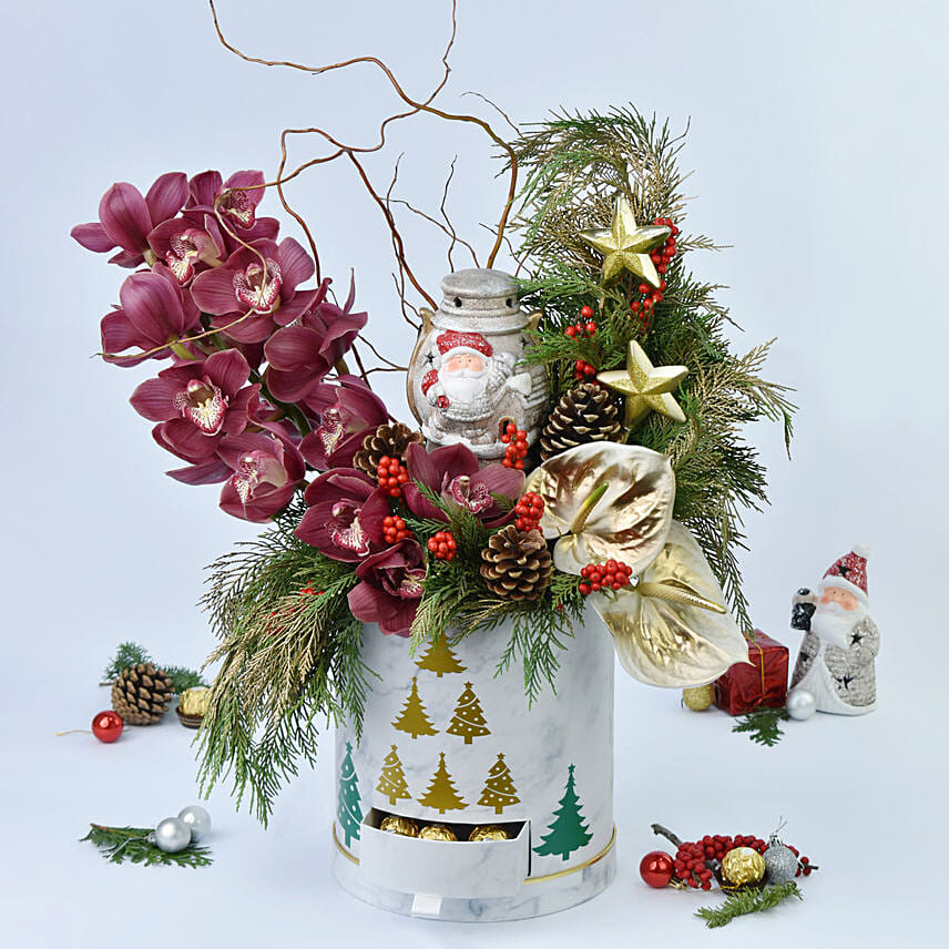 Cymbidium Flower Arrangement For Christmas