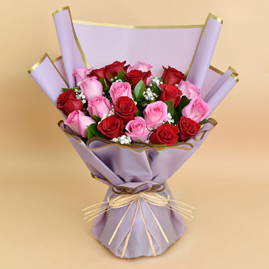 Love Expressions Pink And Red Roses Bouquet with love For Valentines