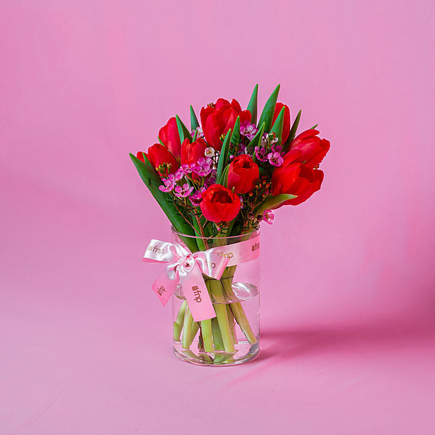 Gracious Tulips Vase for Valentine Delivery in Singapore - FNP SG