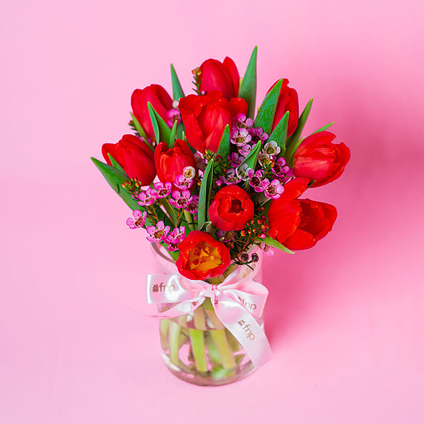 Gracious Tulips Vase for Valentine Delivery in Singapore - FNP SG