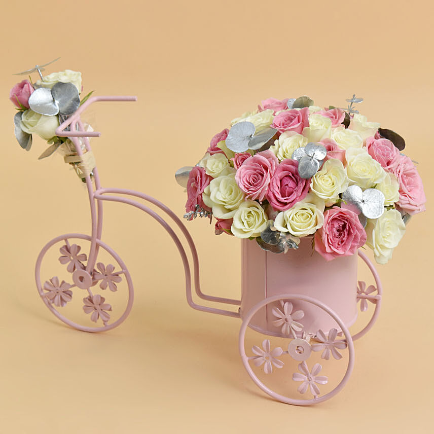 Floral Arrangement In a Bicycle For Valentines Day