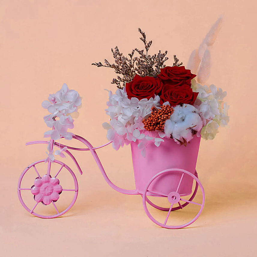 Mixed Flowers Bicycle Arrangement for Valentine