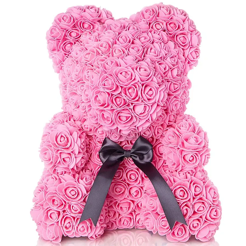 Artificial Light Pink Roses Teddy