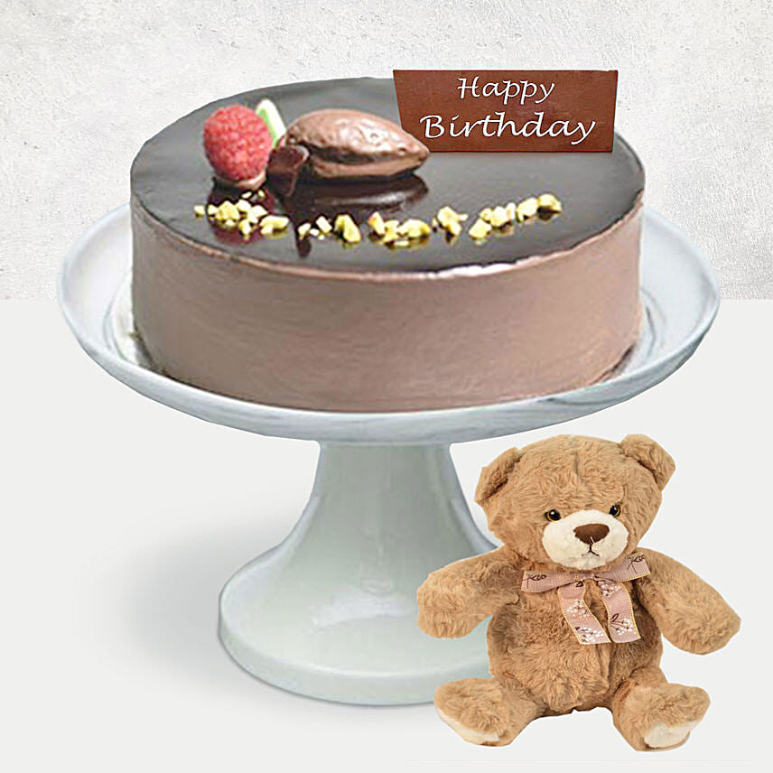 Appetizing Birthday Cake with Teddy Bear