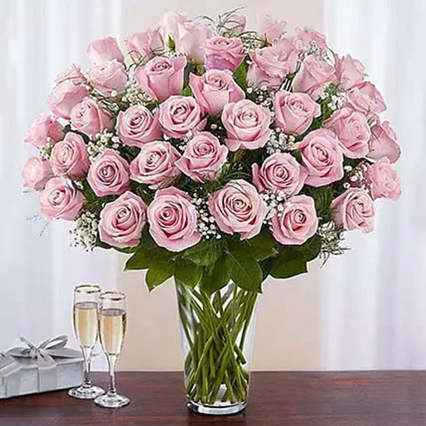 520 Vday Bunch of 52 Gorgeous Pink Roses