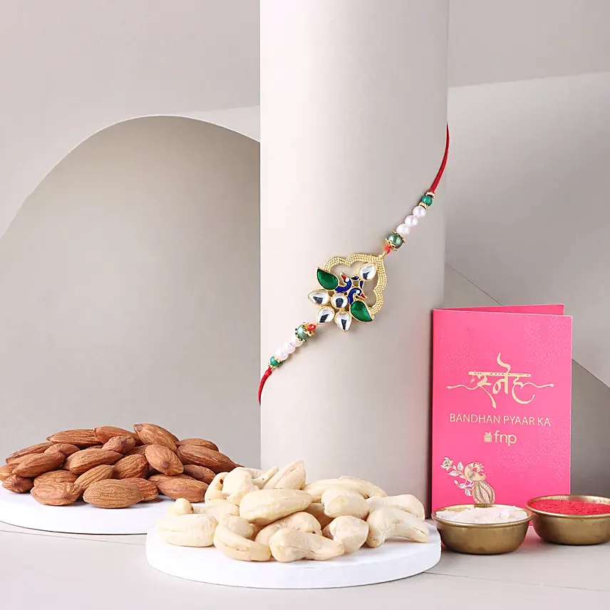 Sneh Designer Stone Rakhi with Almond: Rakhi 