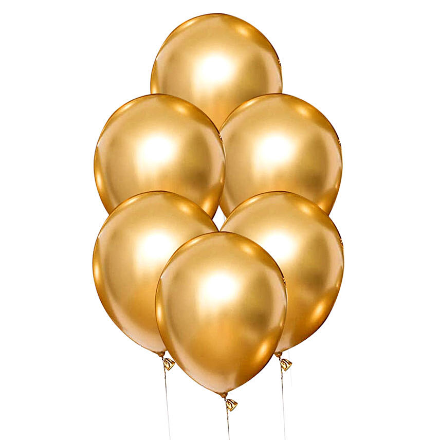 Gold Chrome Balloons 6 Pcs