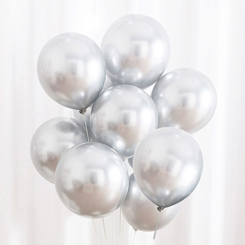 10 Silver Chrome Balloons