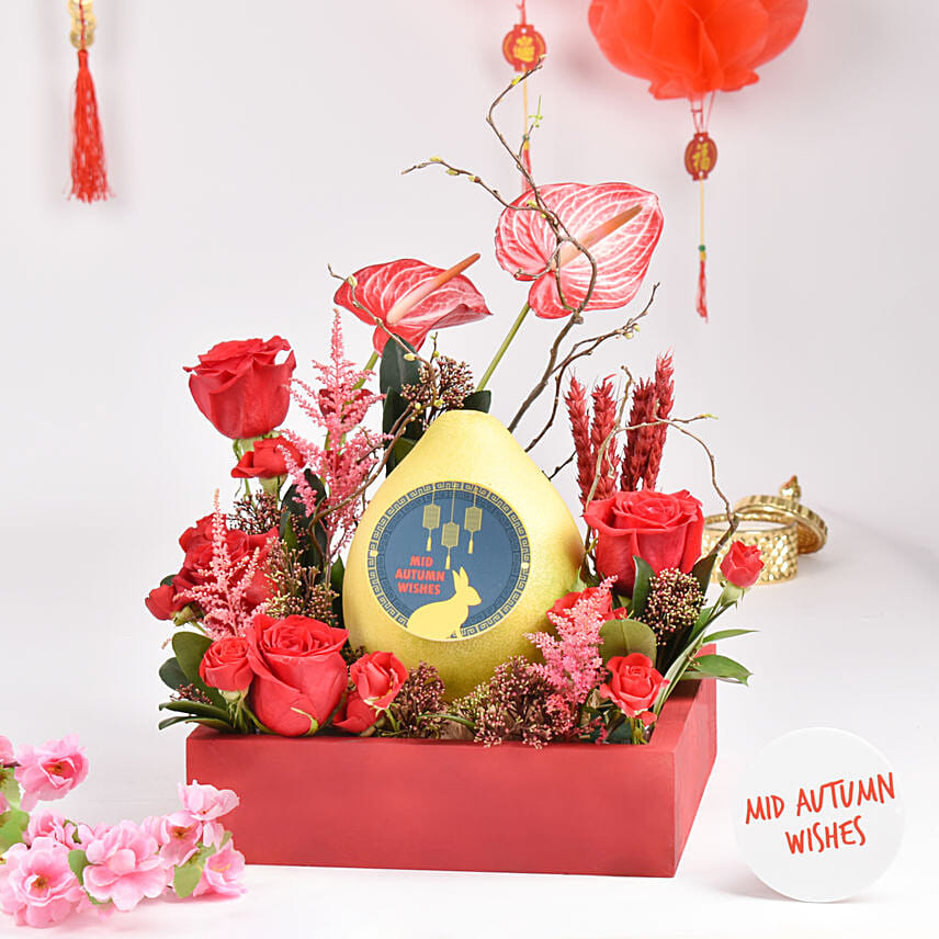 Mid Autumn Wishes In Red Tray Delivery in Singapore - FNP SG