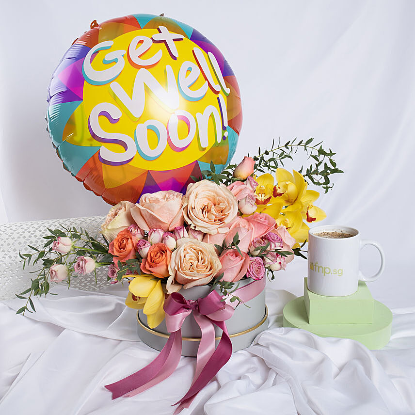 Get Well Soon Flowers & Balloon