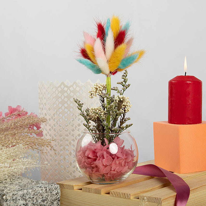 Colorful Dry Flowers in Small Bowl