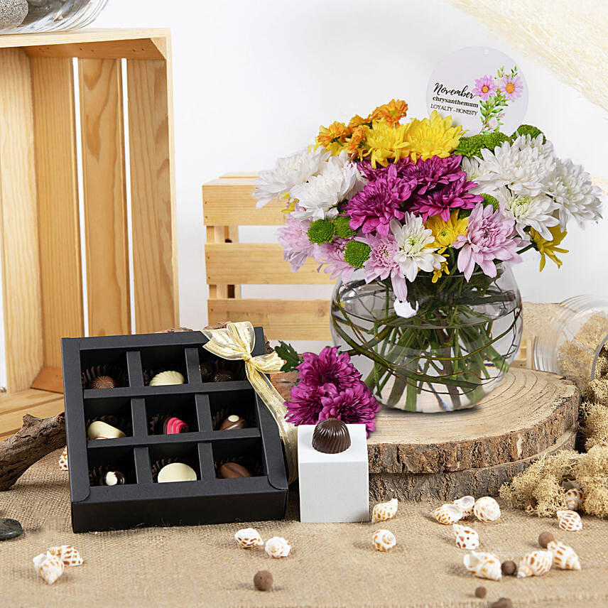 Chrysanthemum Flowers with Chocolates