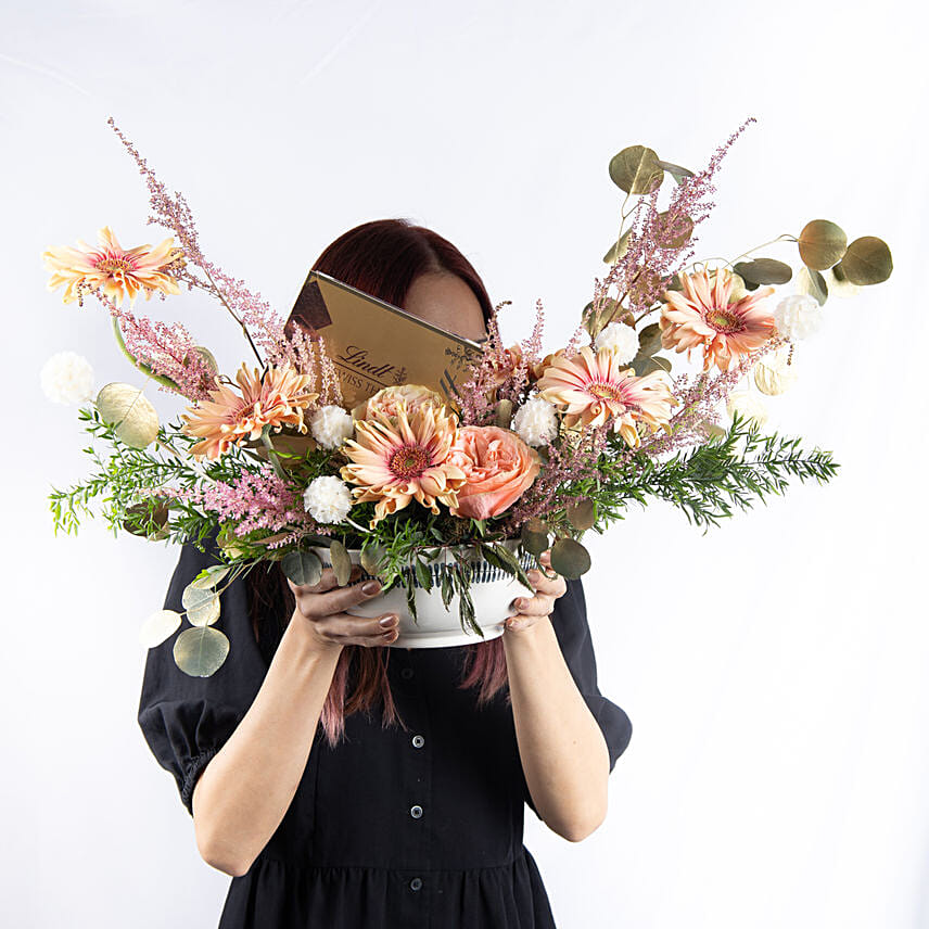 Ravishing Flowers Arrangement and Chocolate