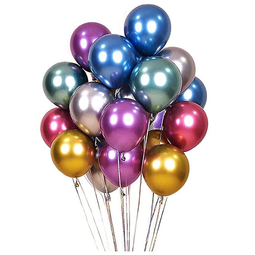 Bunch of 20 Multicolor Chrome Balloons