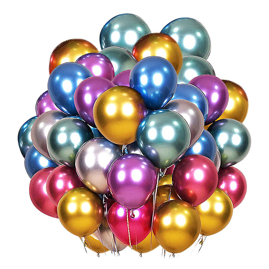 Bunch of 50 Multicolor Chrome Balloons
