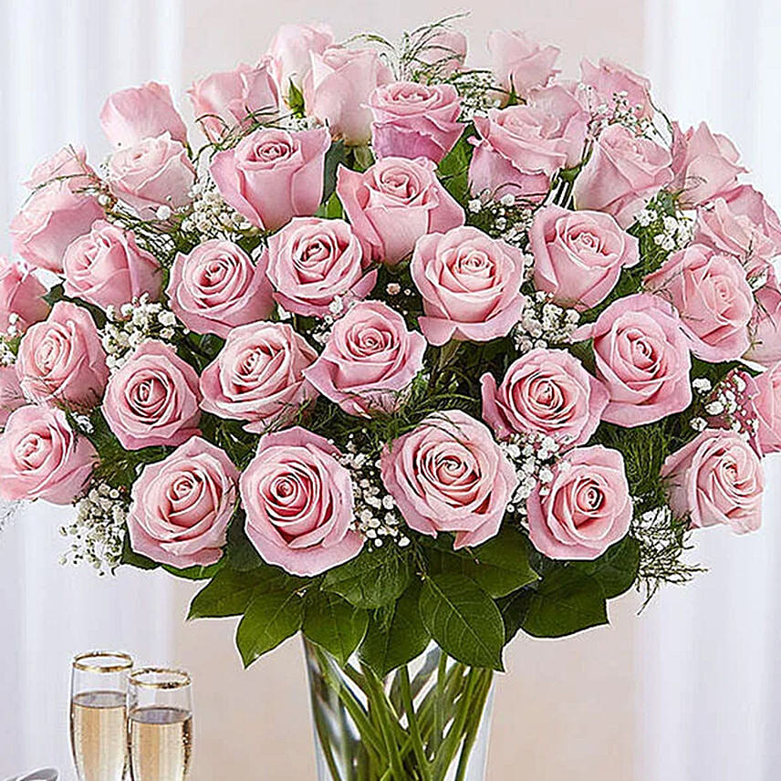 Bunch of 50 Pink Roses For Valentine Delivery in Singapore