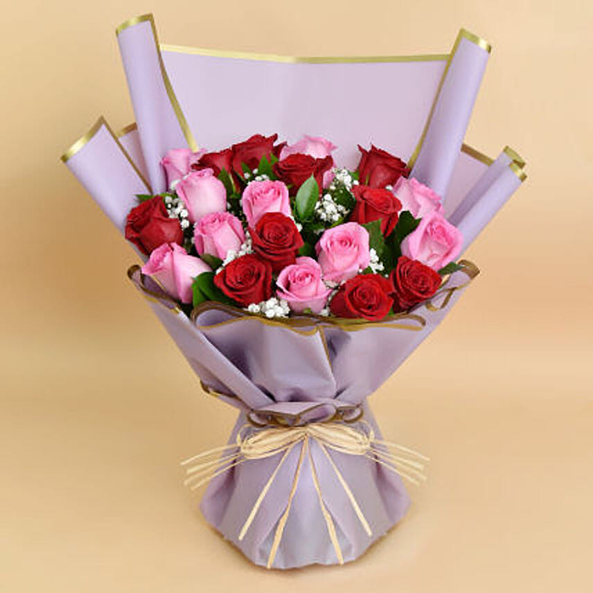 Love Expressions Pink And Red Roses Bouquet with love For Valentines Day