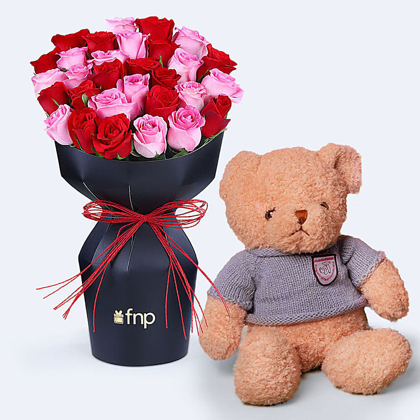 Eternal Love Rose Bouquet with Teddy Bear