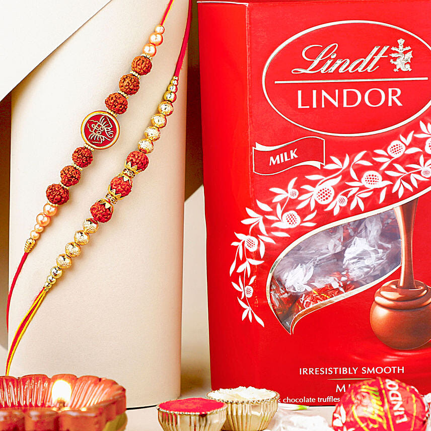 Serene Spirit Rudraksha Rakhi N Chocolate Bomb Combo
