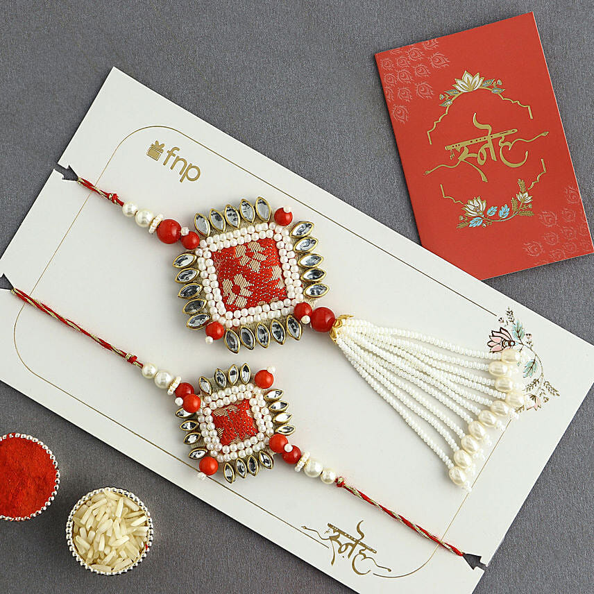 Bandhani Bhaiya Bhabhi Rakhi Set Delivery in Singapore - FNP SG